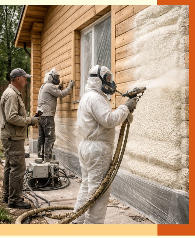 Утепление дома из бруса ППУ в Ухте от 3898 руб/м2 под ключ | ТепломастерХта