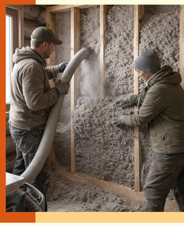 Утепление бревенчатого дома эковатой в Ухте