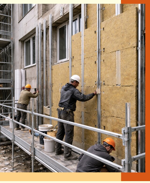 Утепление вентилируемого фасада в Ухте от 5670 руб/м2 — монтаж и утепление вентфасад | ТепломастерХта