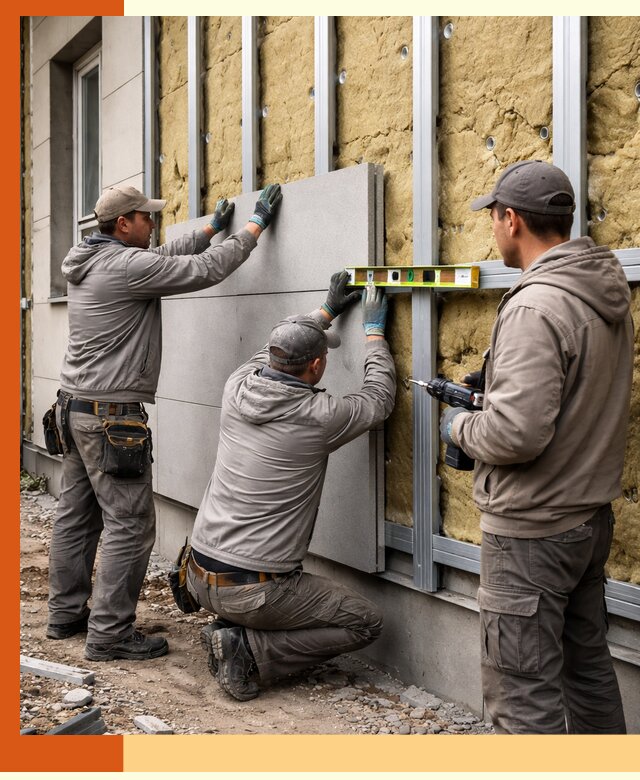 Утепление вентилируемого фасада под ключ в Ухте