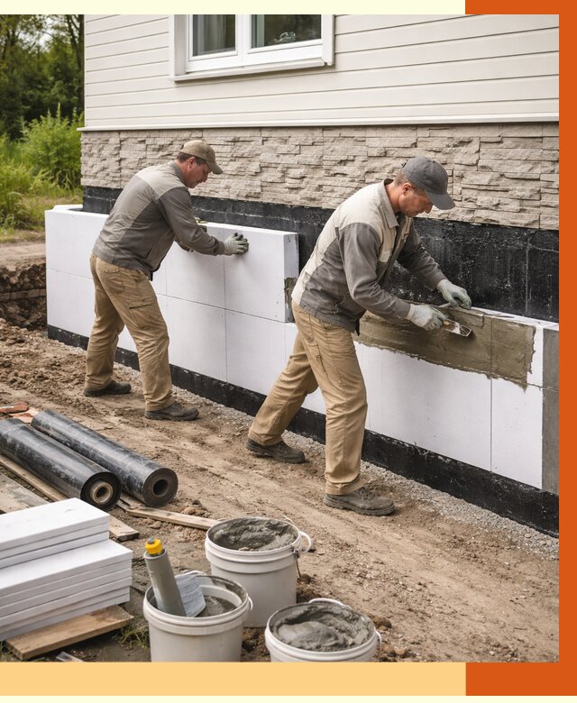 Утепление фундамента снаружи в Ухте от 4253 руб. за м² | ТепломастерХта