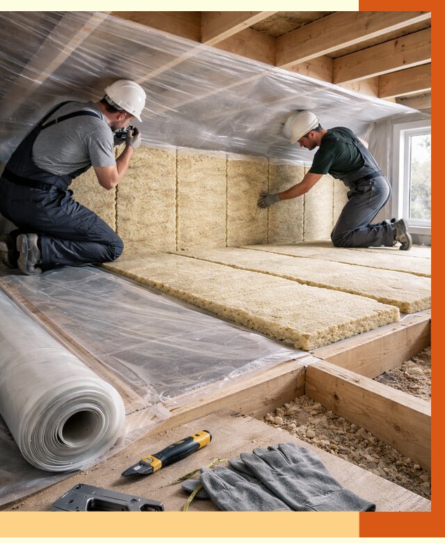 Утепление перекрытий в Ухте от 2886 руб/м2 — утепление межэтажных и чердачных | ТепломастерХта