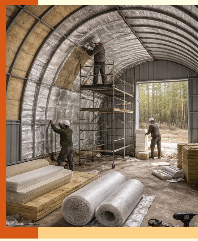 Утепление арочного ангара под ключ в Ухте