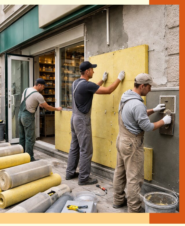 Утепление магазина в Ухте от 4556 руб/м2 — цена, стены и снаружи | ТепломастерХта