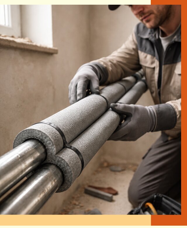 Утепление труб отопления в Ухте от 2886 руб. за м² — услуги под ключ | ТепломастерХта