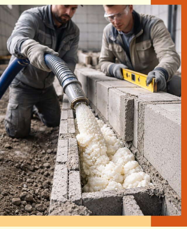 Заполнение колодцевой кладки ППУ в Ухте от 4253 руб. за м2 | ТепломастерХта