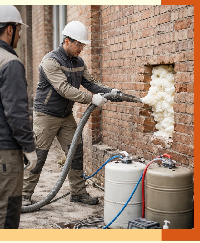 Заливка ППУ в пустоты кирпичной стены в Ухте от 2784 руб. | ТепломастерХта