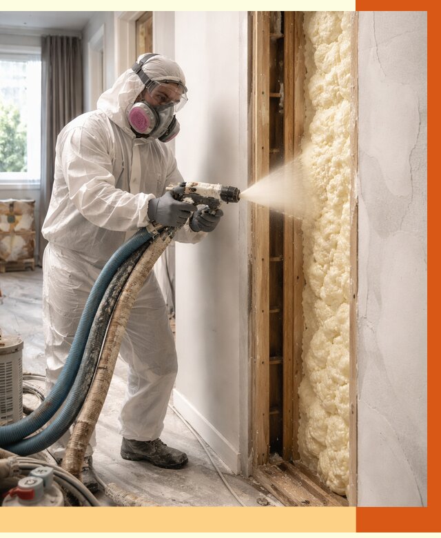 Межстеновое утепление ППУ в Ухте от 2784 руб/м2 — межстенное утепление под ключ | ТепломастерХта