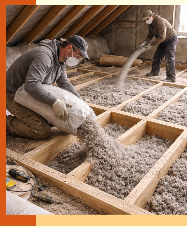 Заполнение полостей чердачного перекрытия в Ухте качественно и надёжно