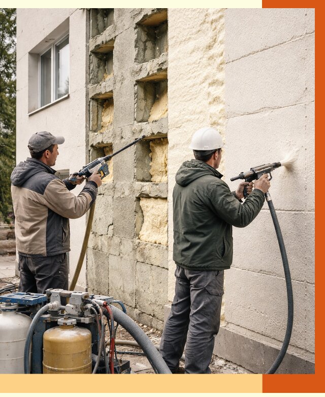 Заполнение пустот фасада в Ухте от 4556 руб. — утепление пустот облицовки | ТепломастерХта