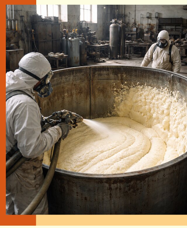 Заливка ппу в емкости с полной изоляцией и герметизацией в Ухте