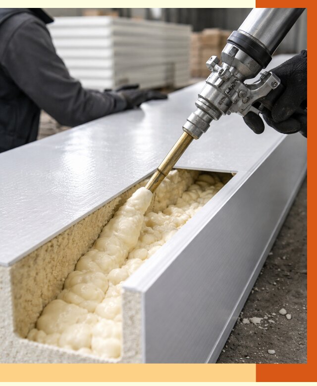 Заполнение пустот холодильных панелей в Ухте от 7594 руб. | ТепломастерХта