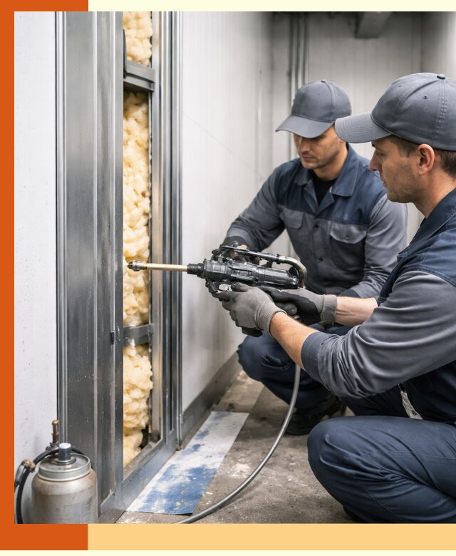 Заполнение пустот холодильных панелей в Ухте специализированной пеной