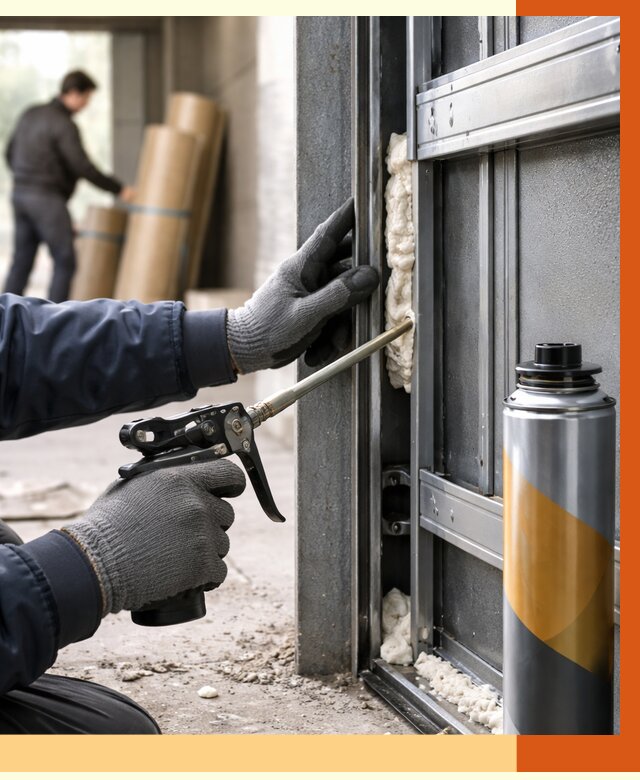 Заполнение пустот ворот в Ухте от 4556 руб. — заливка ППУ, утепление под ключ | ТепломастерХта