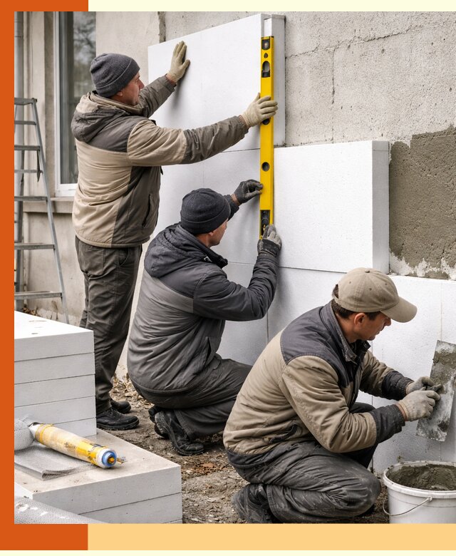 Утепление пенопластом наружных стен и фасадов в Ухте