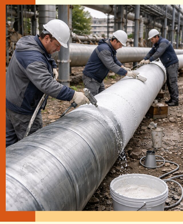 Утепление теплотрассы жидкой теплоизоляцией в Ухте