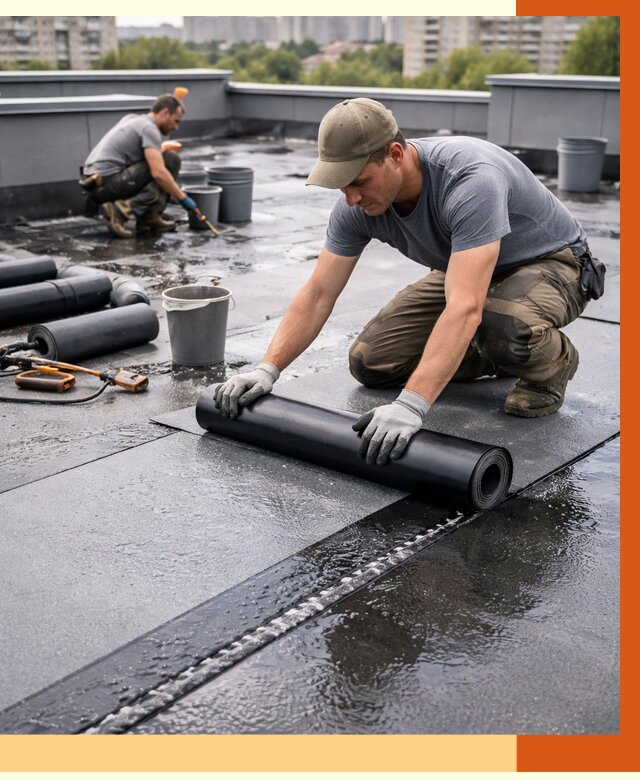 Гидроизоляция плоской кровли в Ухте от 4556 руб./м2 — профессионально | ТепломастерХта