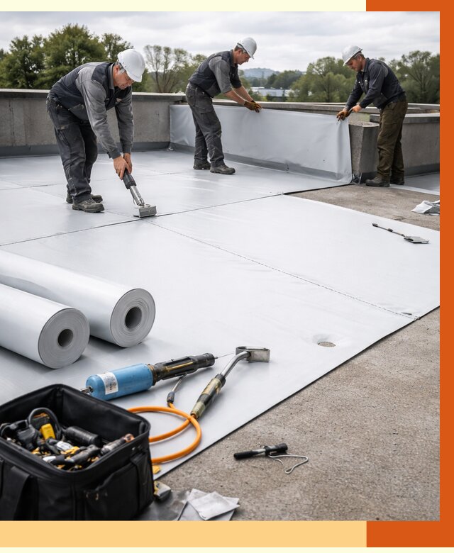 Гидроизоляция мембранной кровли в Ухте от 7594 руб./м² — профессионально | ТепломастерХта