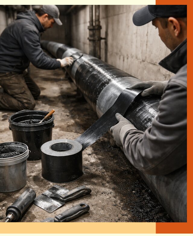 Гидроизоляция труб в Ухте от 2531 руб. — профессиональная герметизация | ТепломастерХта