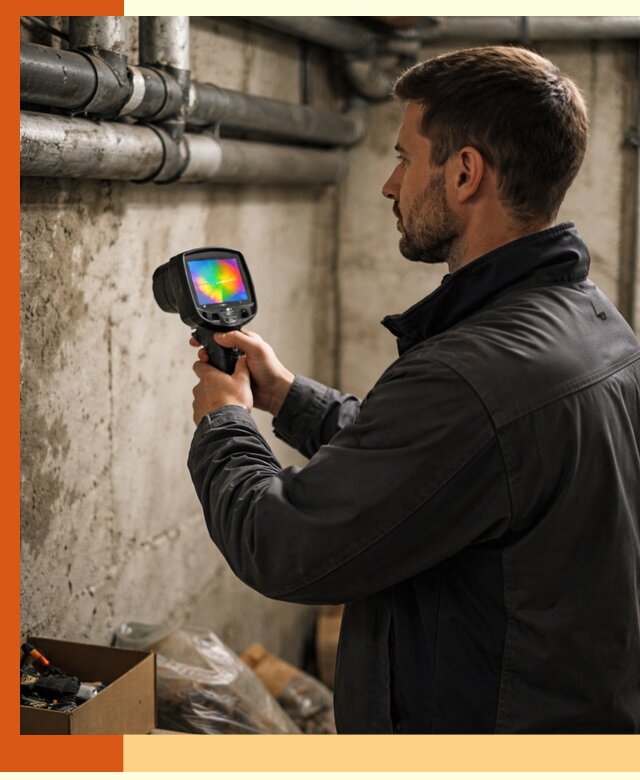 Тепловизионное обследование подвала в Ухте для поиска утечек тепла