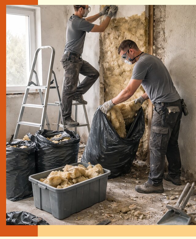 Демонтаж старого утеплителя и вывоз отходов в Ухте