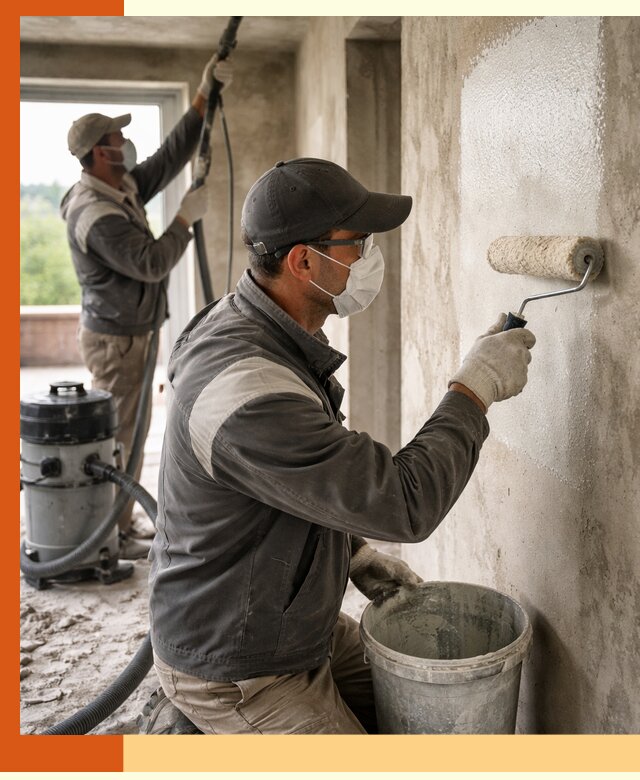 Подготовка поверхности под напыление утеплителя в Ухте