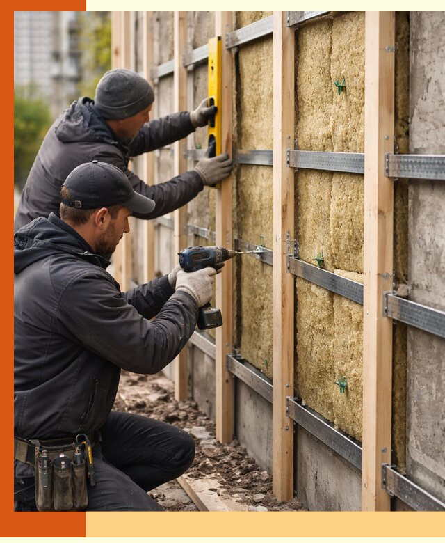 Монтаж обрешетки под утепление зданий и квартир в Ухте